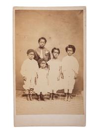 [SLAVERY & ABOLITION]. "Children of Slaves" Freedmen's School CDV and gem-sized tintype.