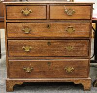 A George III Oak Chest of Drawers Height 35 1/2 x width 34 x depth 17 1/2 inches. — 18TH CENTURY