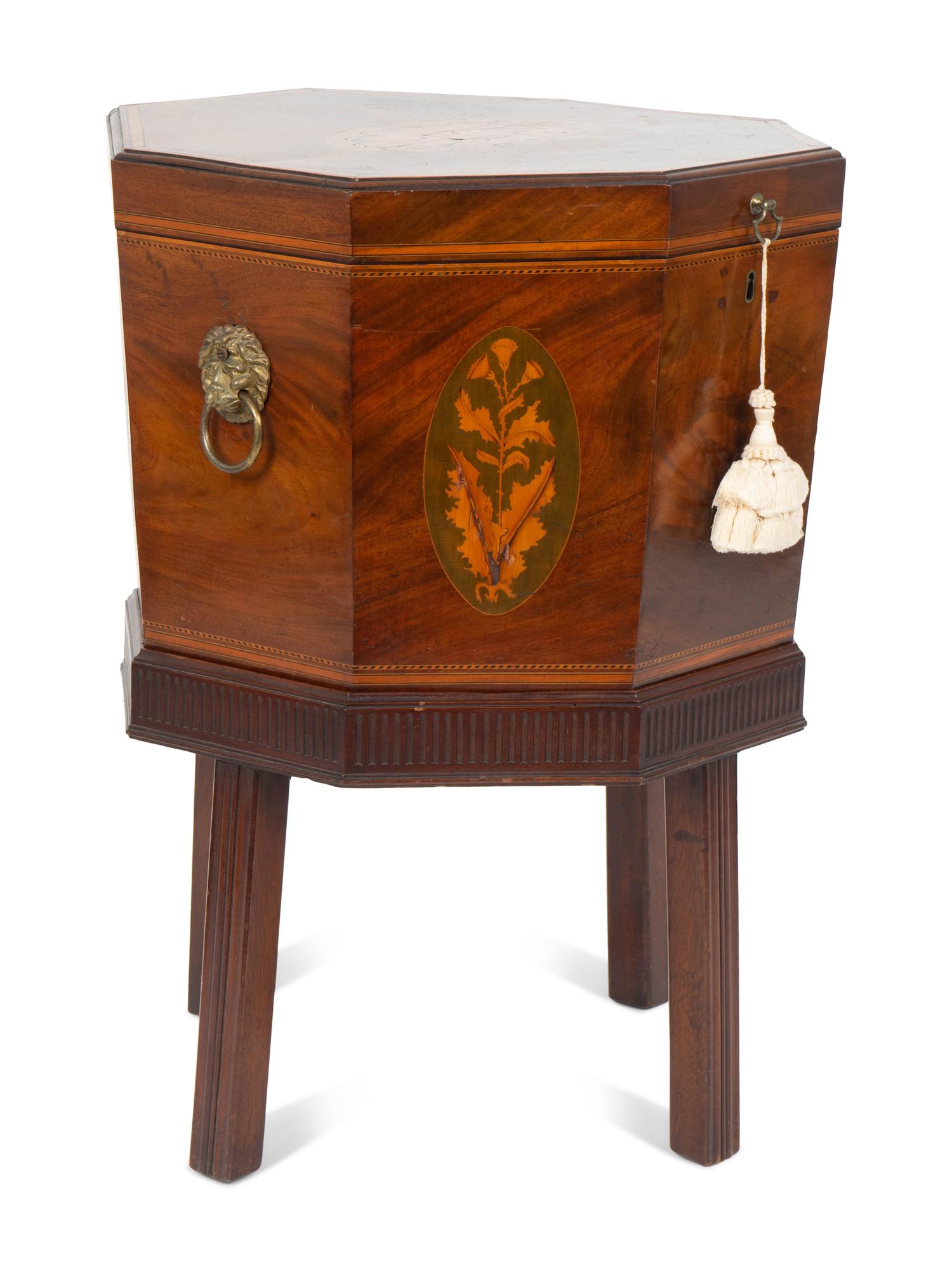 A George III Mahogany Marquetry Cellarette — 19TH CENTURY