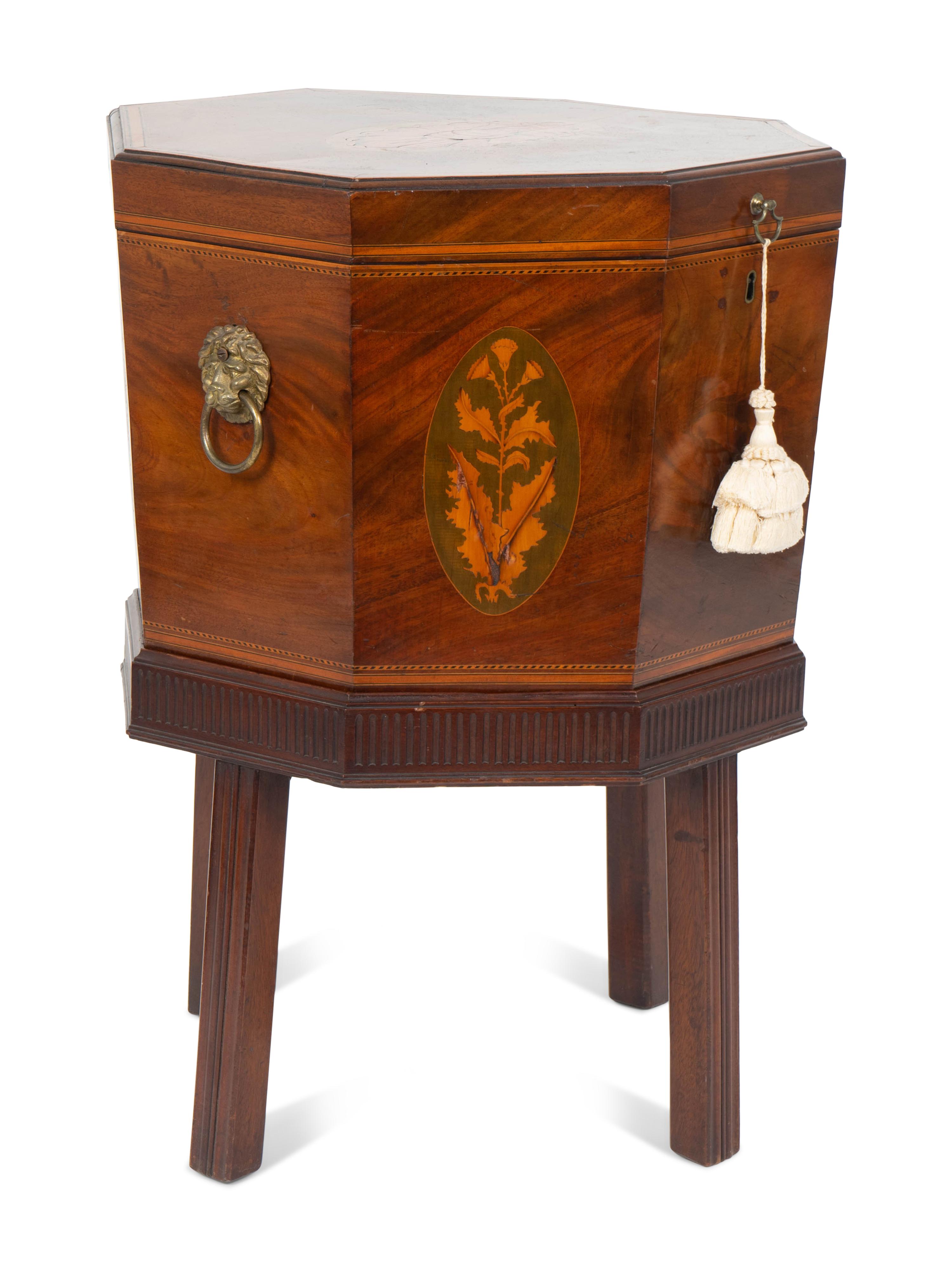 A George III Mahogany Marquetry Cellarette — 19TH CENTURY