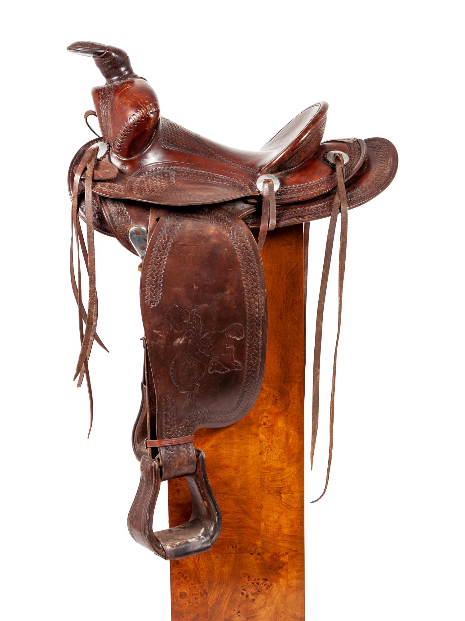 G.L. Lawrence Co. Tooled Roping Saddle