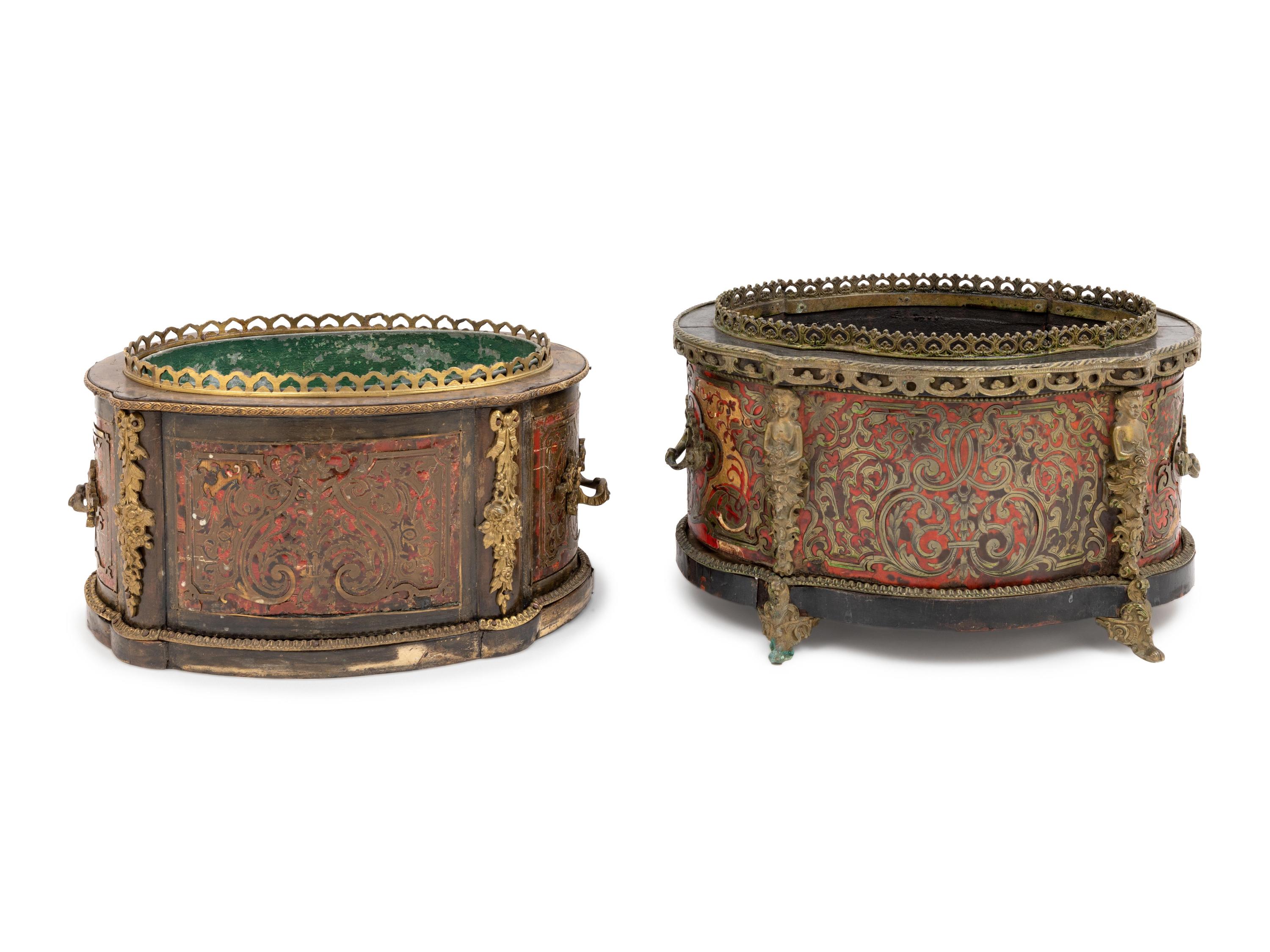 A Near Pair of Napoleon III Boulle Marquetry Jardinières