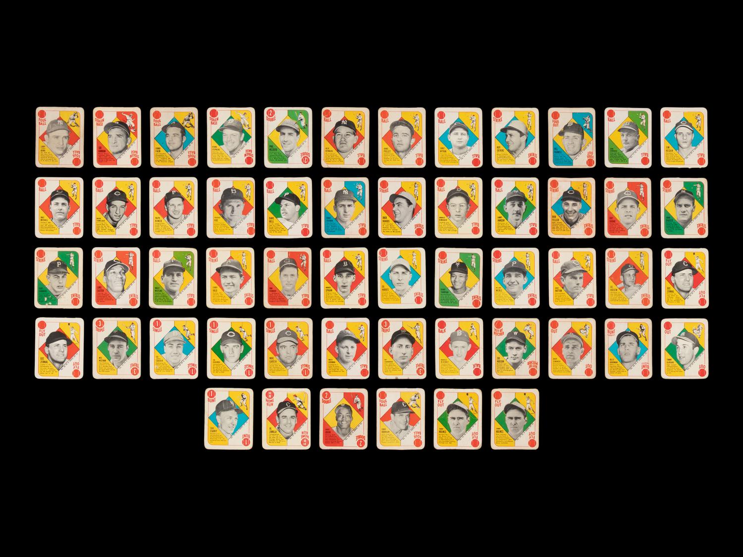A Collection of 100 1951 Topps Red/Blue Back Baseball Cards Including Hall of Famers