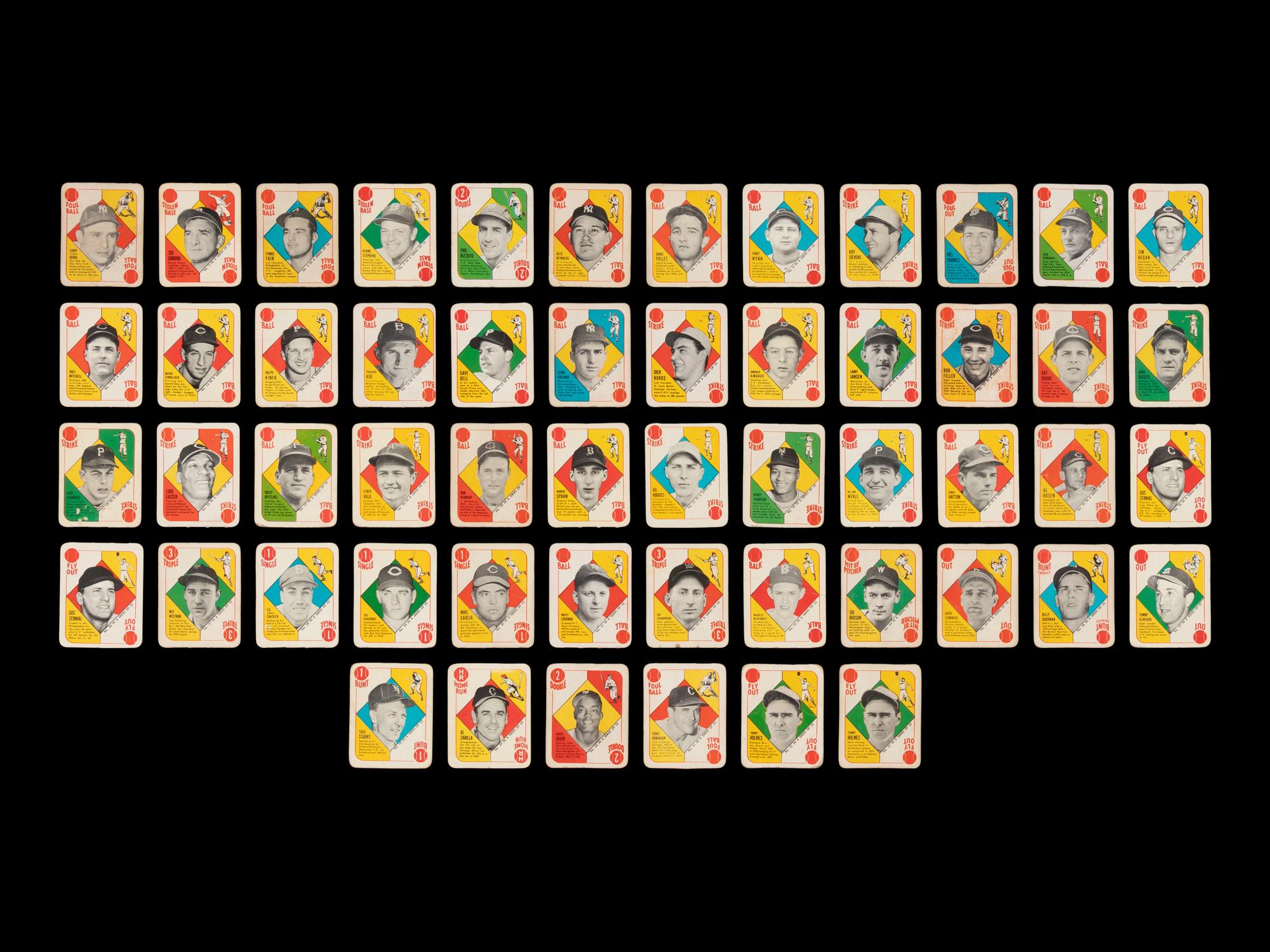 A Collection of 100 1951 Topps Red/Blue Back Baseball Cards Including Hall of Famers