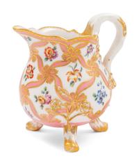 A Sèvres Pink-Ground Porcelain Footed Cream Jug ( Pot-à-Lait 'à Trois Pieds', 3ème Grandeur )
