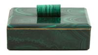 A Malachite Covered Box Height 2 1/2 x width 5 1/4 x depth 3 5/8 inches. — 20TH CENTURY