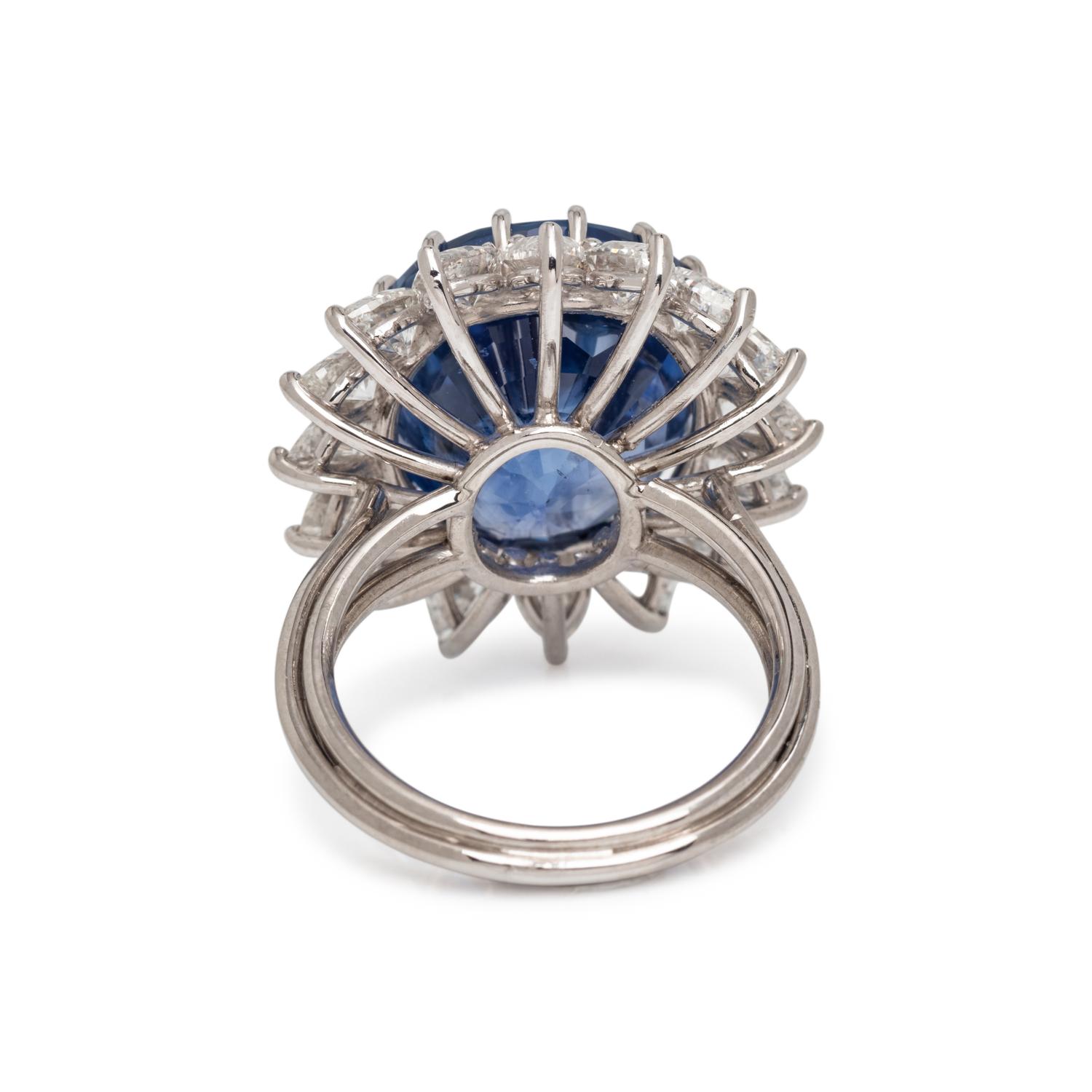 UNHEATED BURMESE SAPPHIRE AND DIAMOND RING