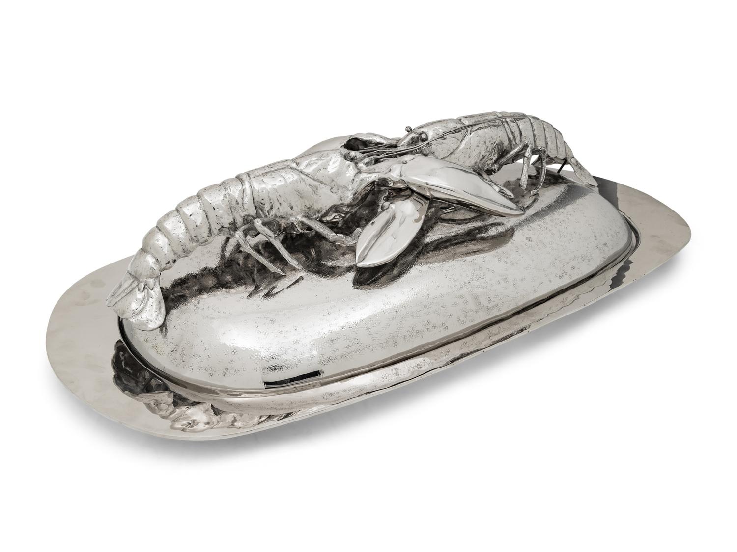 An Italian Silver-Plate Lobster Platter and Cover