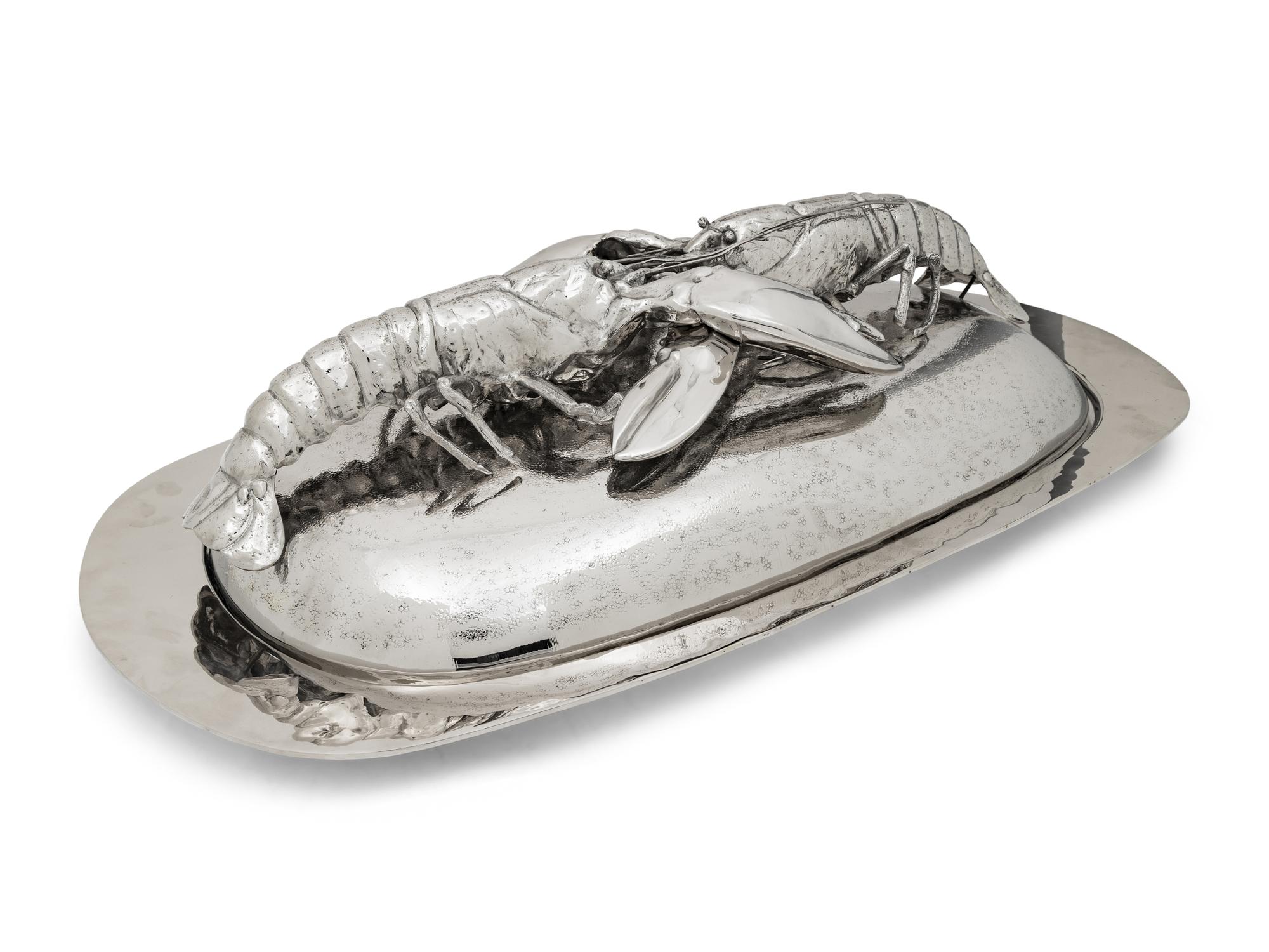 An Italian Silver-Plate Lobster Platter and Cover