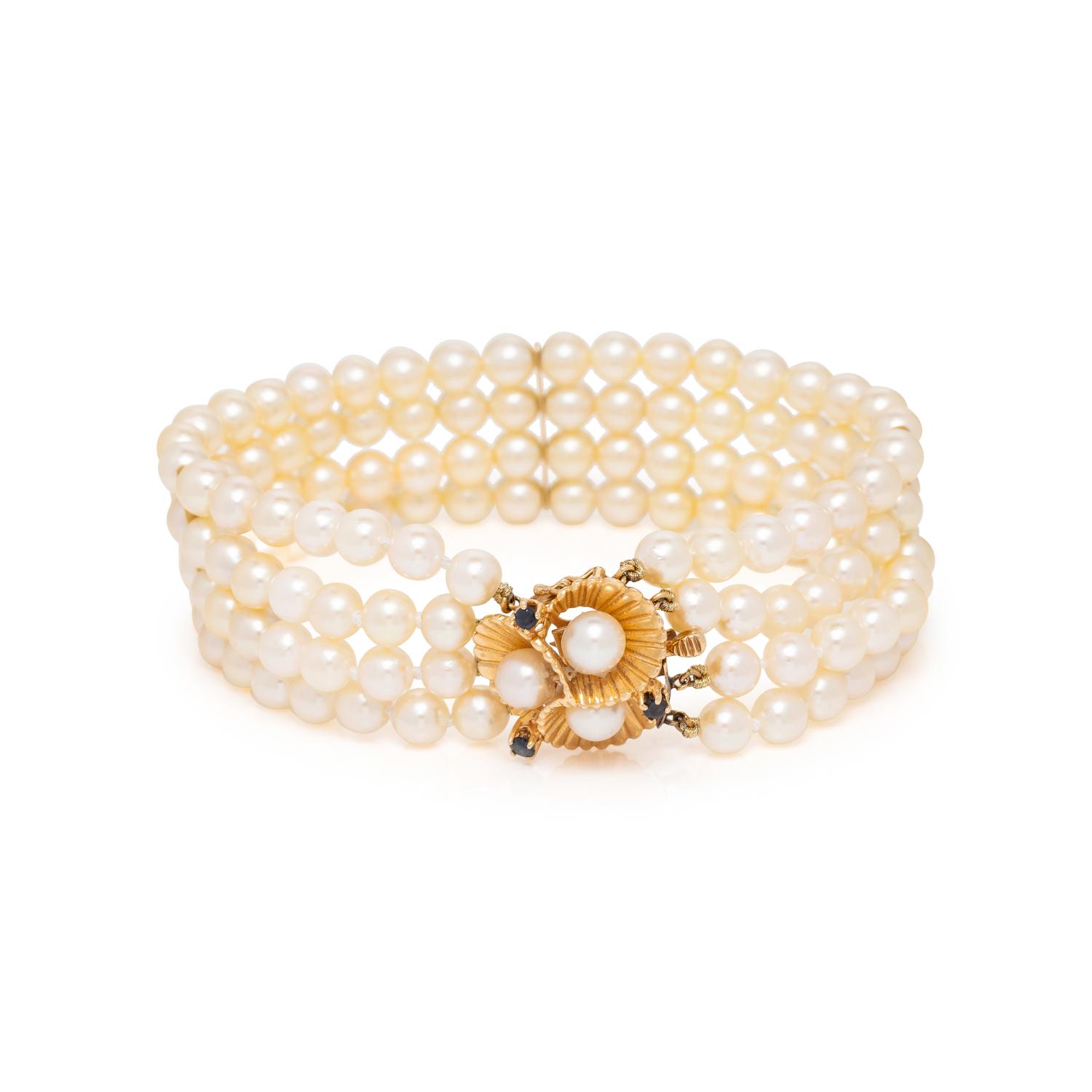 CULTURED PEARL AND SAPPHIRE SET