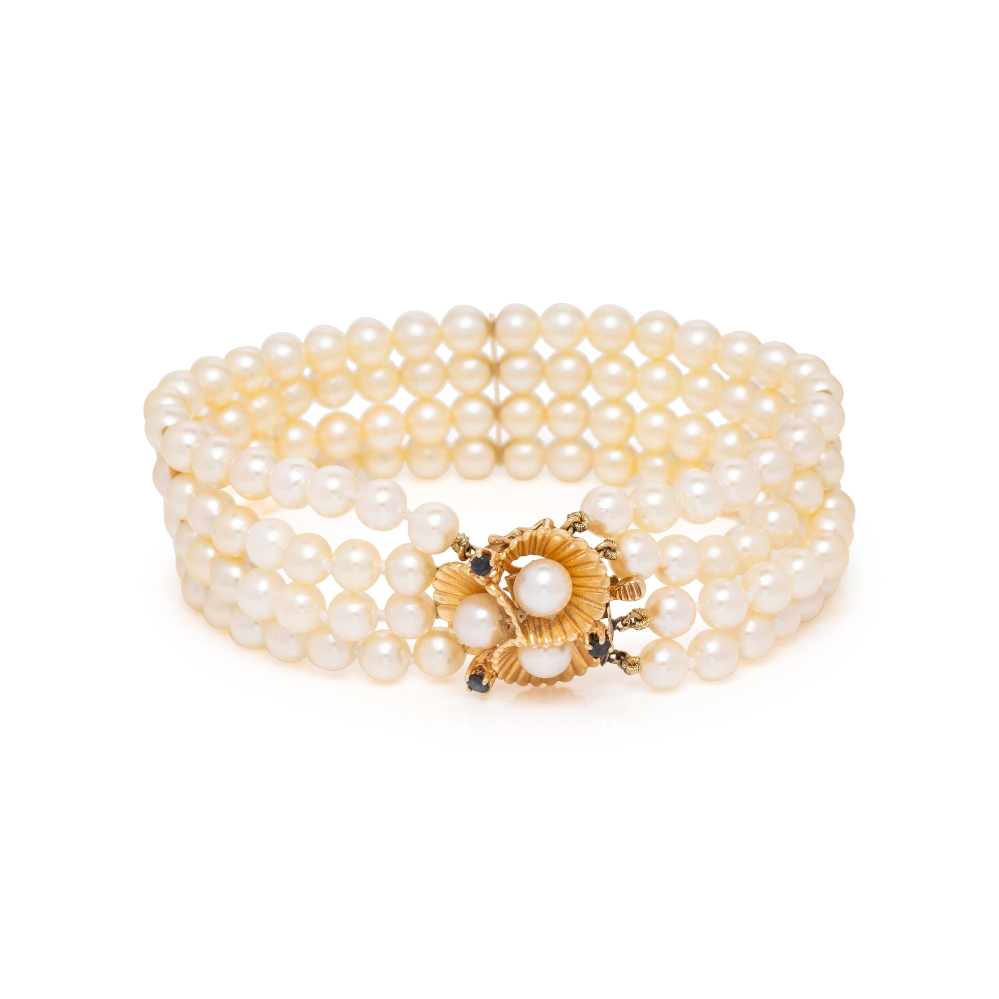 CULTURED PEARL AND SAPPHIRE SET
