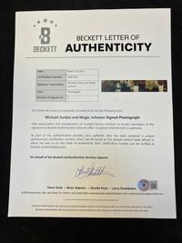 A Michael Jordan and Magic Johnson Signed Autograph Oversized Limited Edition Photograph (Beckett Authentication Services Letter, Upper Deck Hologram),