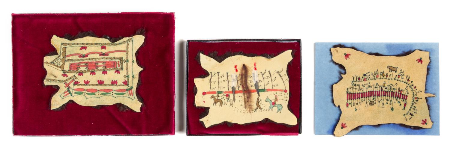 Three Painted Hides Length of largest 5 3/4 inches. — Kini
