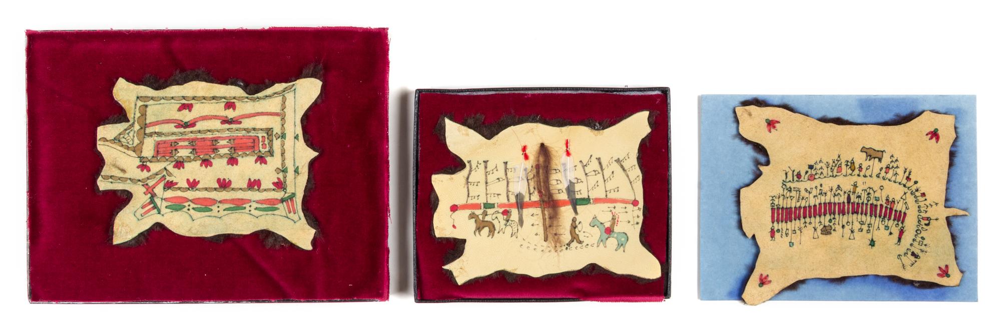 Three Painted Hides Length of largest 5 3/4 inches. — Kini