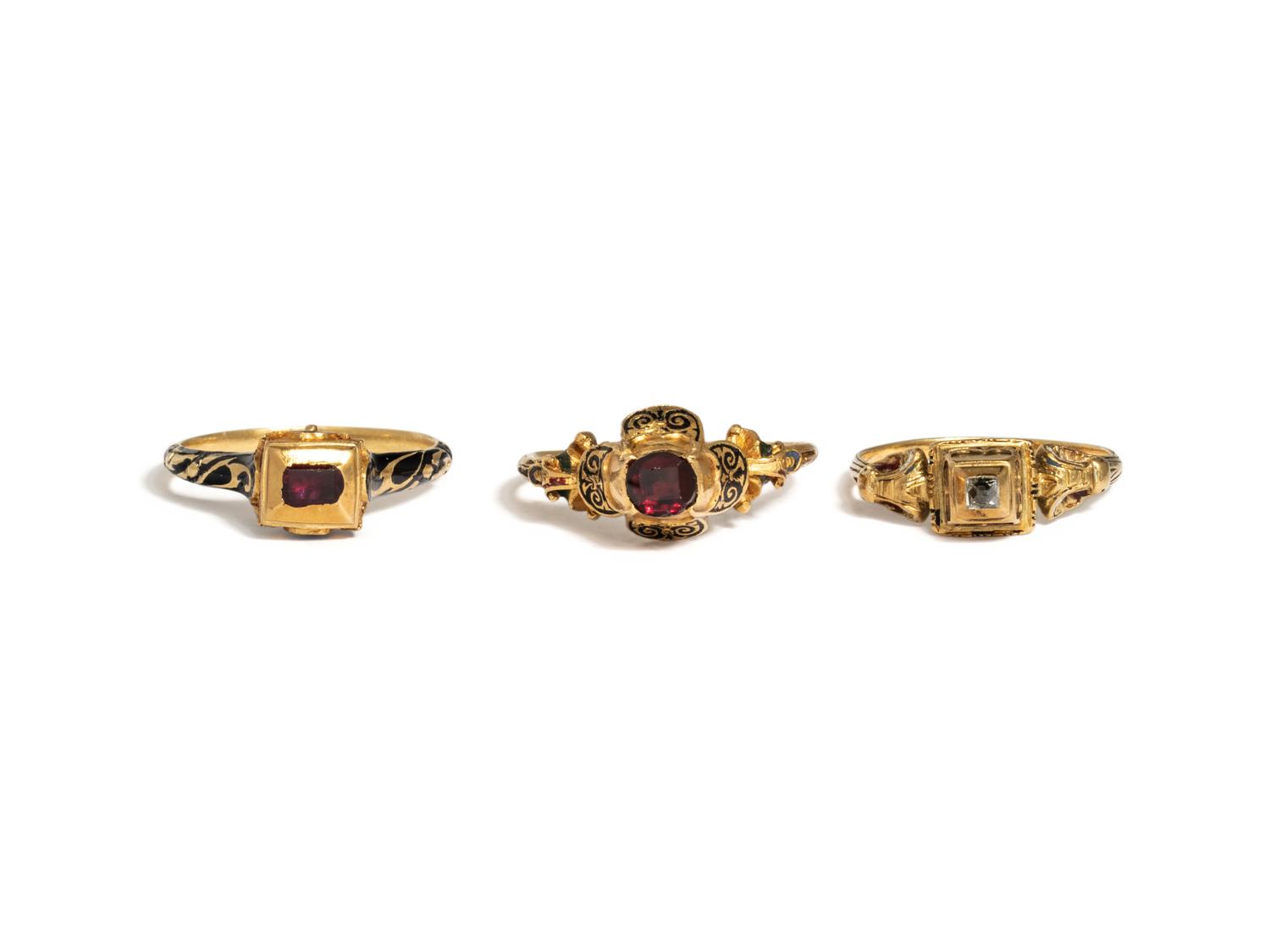 RENAISSANCE REVIVAL, COLLECTION OF YELLOW GOLD RINGS