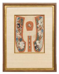 A Pair of Framed Chinese Uncut Woman's Kesi Silk Shoes LATE 19TH CENTURY 9 1/2 x 7 1/4 inches. — LATE 19TH CENTURY