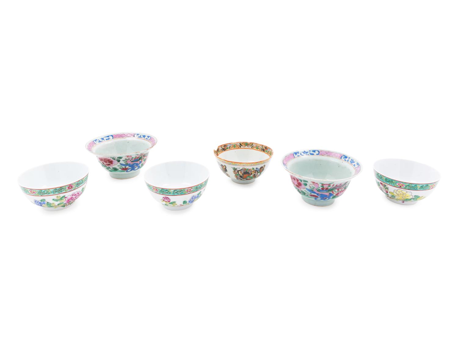Six Chinese Famille Rose Porcelain Bowls