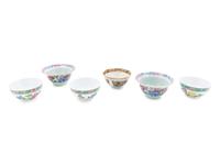 Six Chinese Famille Rose Porcelain Bowls