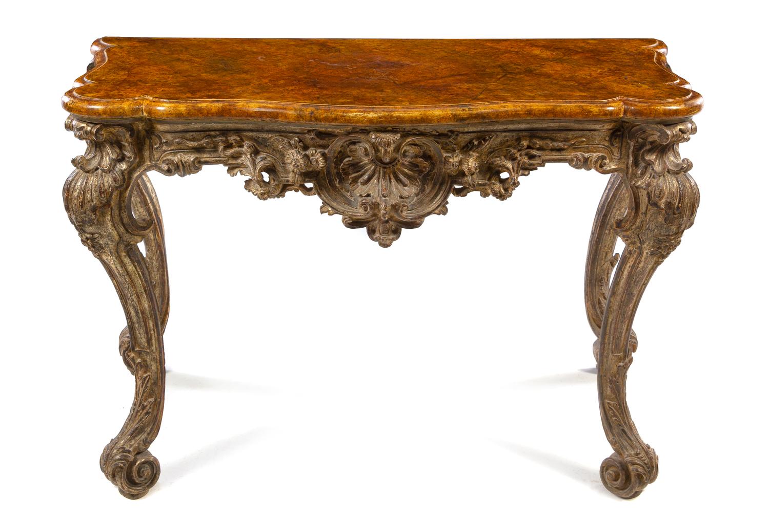 An Italian Louis XV Style Painted Console Table Height 37 x width 61 x depth 27 inches. — 20TH CENTURY