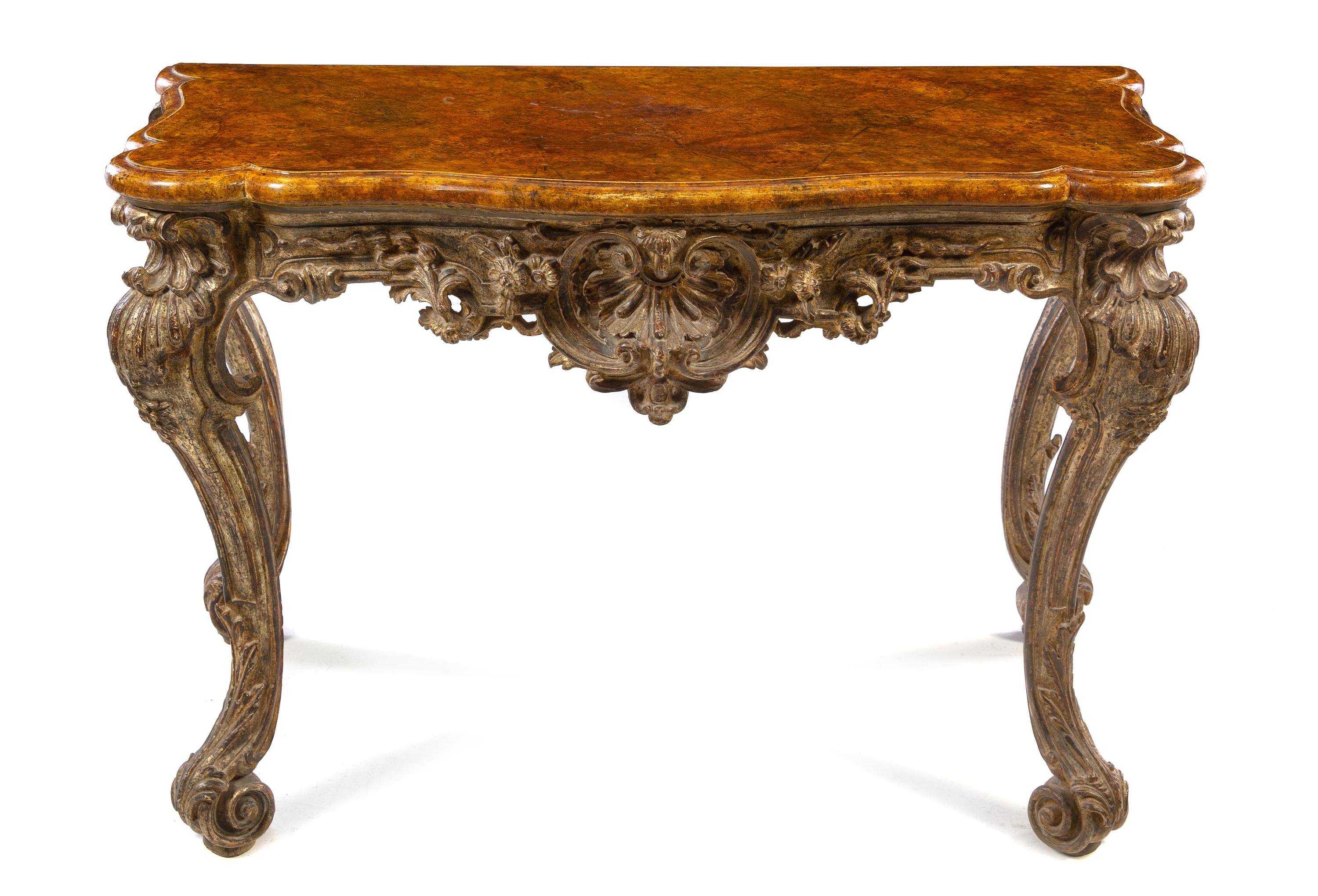 An Italian Louis XV Style Painted Console Table Height 37 x width 61 x depth 27 inches. — 20TH CENTURY