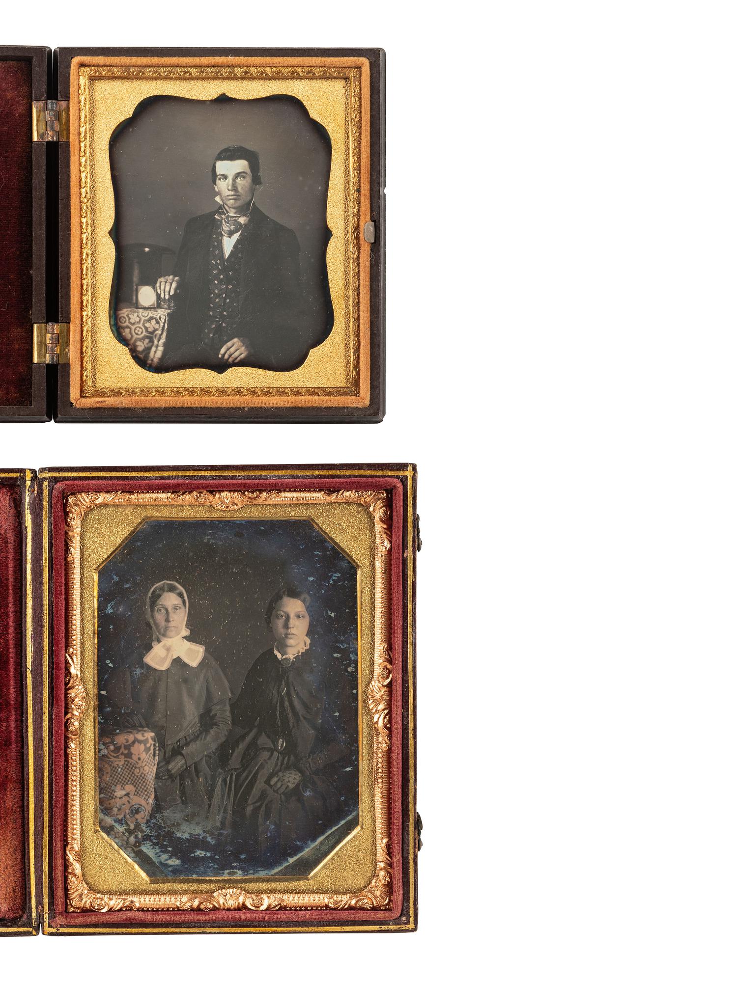 [EARLY PHOTOGRAPHY]. 4 cased images featuring subjects holding or displaying cased images.