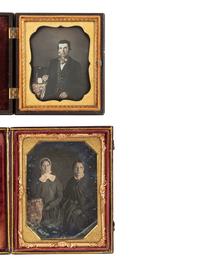 [EARLY PHOTOGRAPHY]. 4 cased images featuring subjects holding or displaying cased images.
