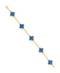 VAN CLEEF & ARPELS, YELLOW GOLD AND BLUE AGATE 'VINTAGE ALHAMBRA' BRACELET