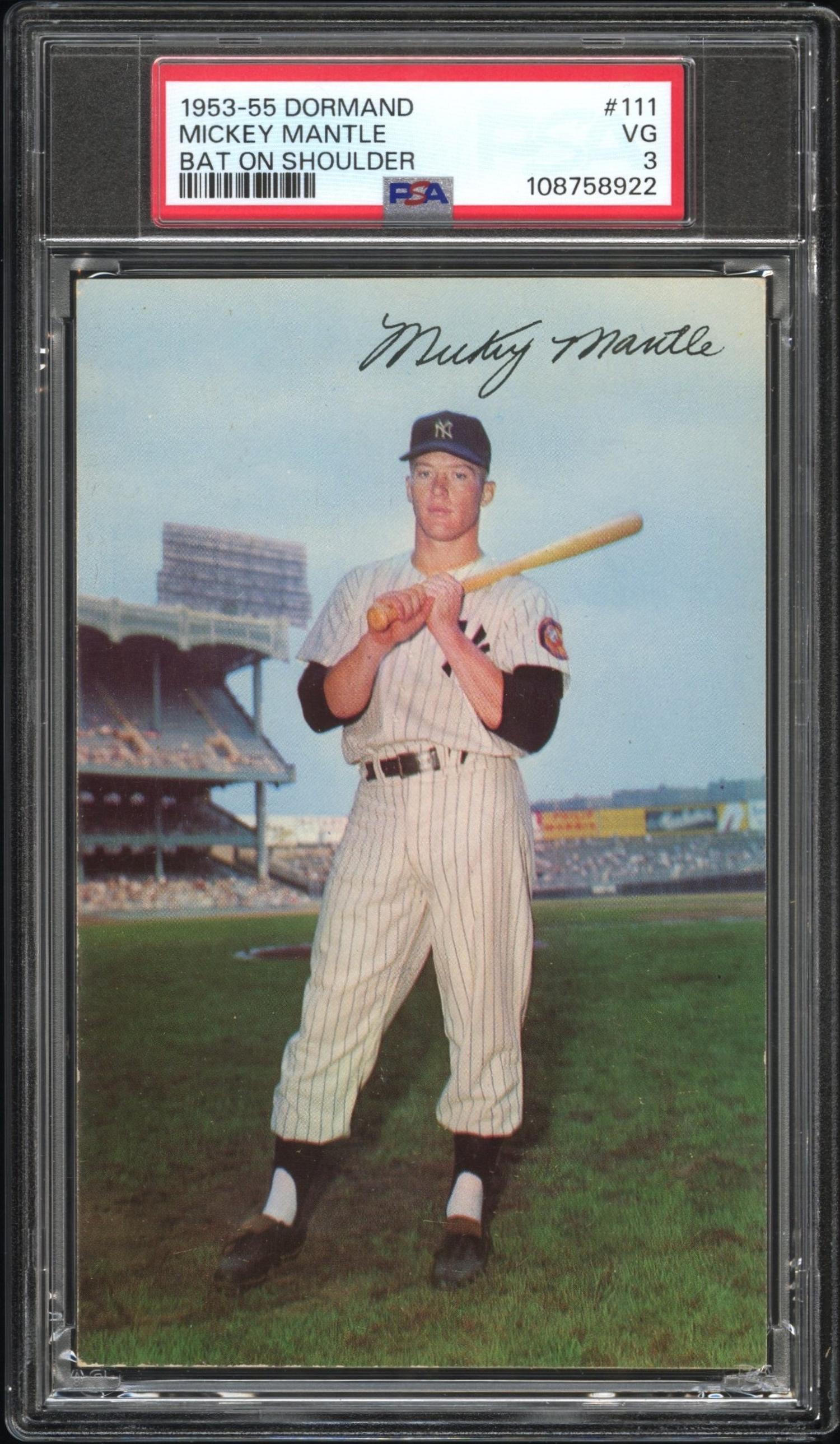 A 1953-55 Mickey Mantle Dormand Postcard - Bat on Shoulder (PSA 3 VG)