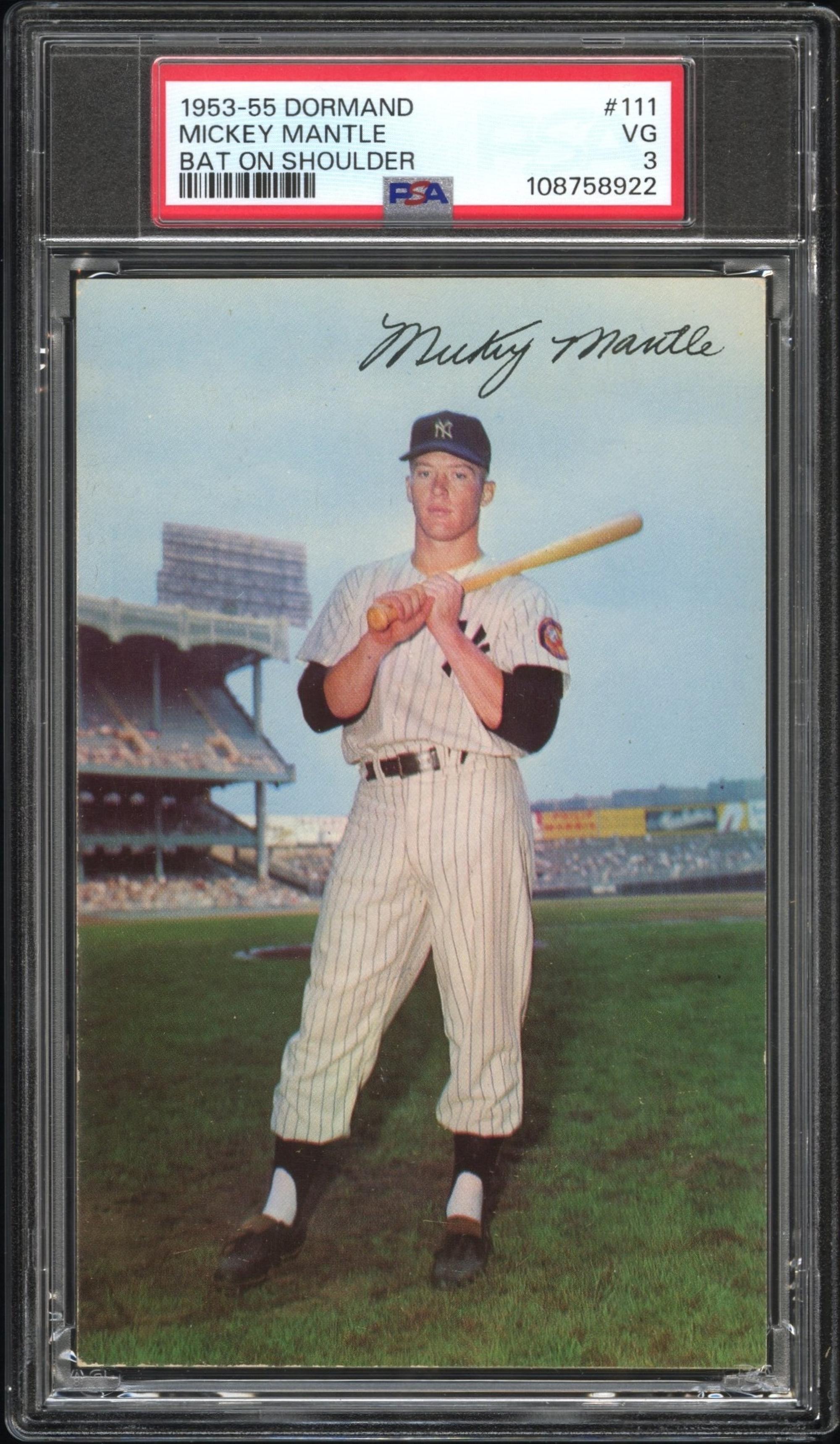 A 1953-55 Mickey Mantle Dormand Postcard - Bat on Shoulder (PSA 3 VG)