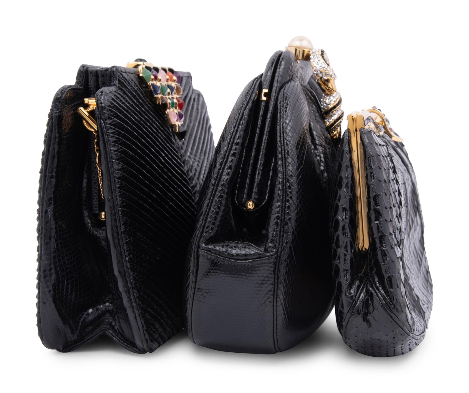 Three Judith Leiber Exotic Skin Clutches