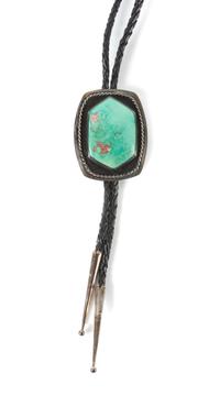 Southwestern Silver and Turquoise Bolo Height 2 1/4 x width 2 inches