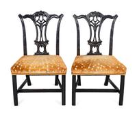 A Pair of George III Style Carved Mahogany Side Chairs — 20TH CENTURY