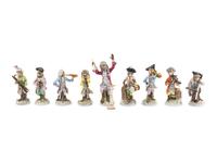 A German Porcelain Nine-Piece Monkey Orchestra