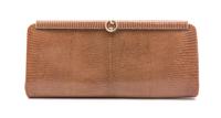 A Gucci Light Brown Reptile Skin Clutch, 10.5" x 5" x 1".