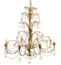 A Neoclassical Style Giltwood Eight-Light Chandelier Width 36 1/4 inches. — EARLY 20TH CENTURY