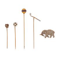 COLLECTION OF GOLD AND MULTIGEM PINS