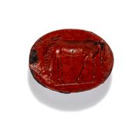 A Roman Red Jasper Ring Stone with a Grazing Horse