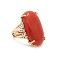 CORAL AND DIAMOND RING