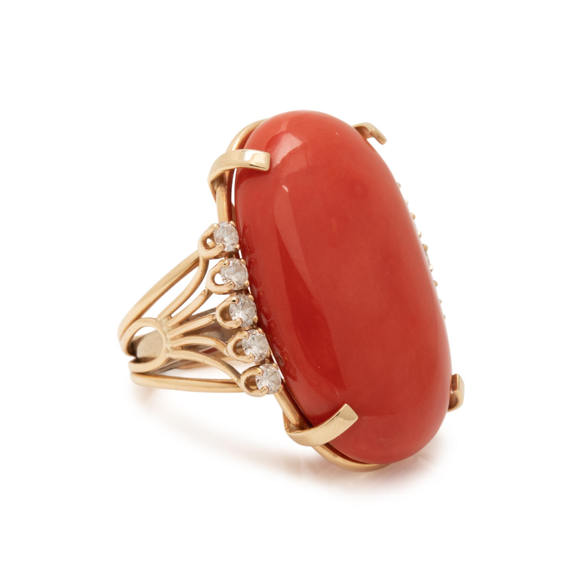 CORAL AND DIAMOND RING
