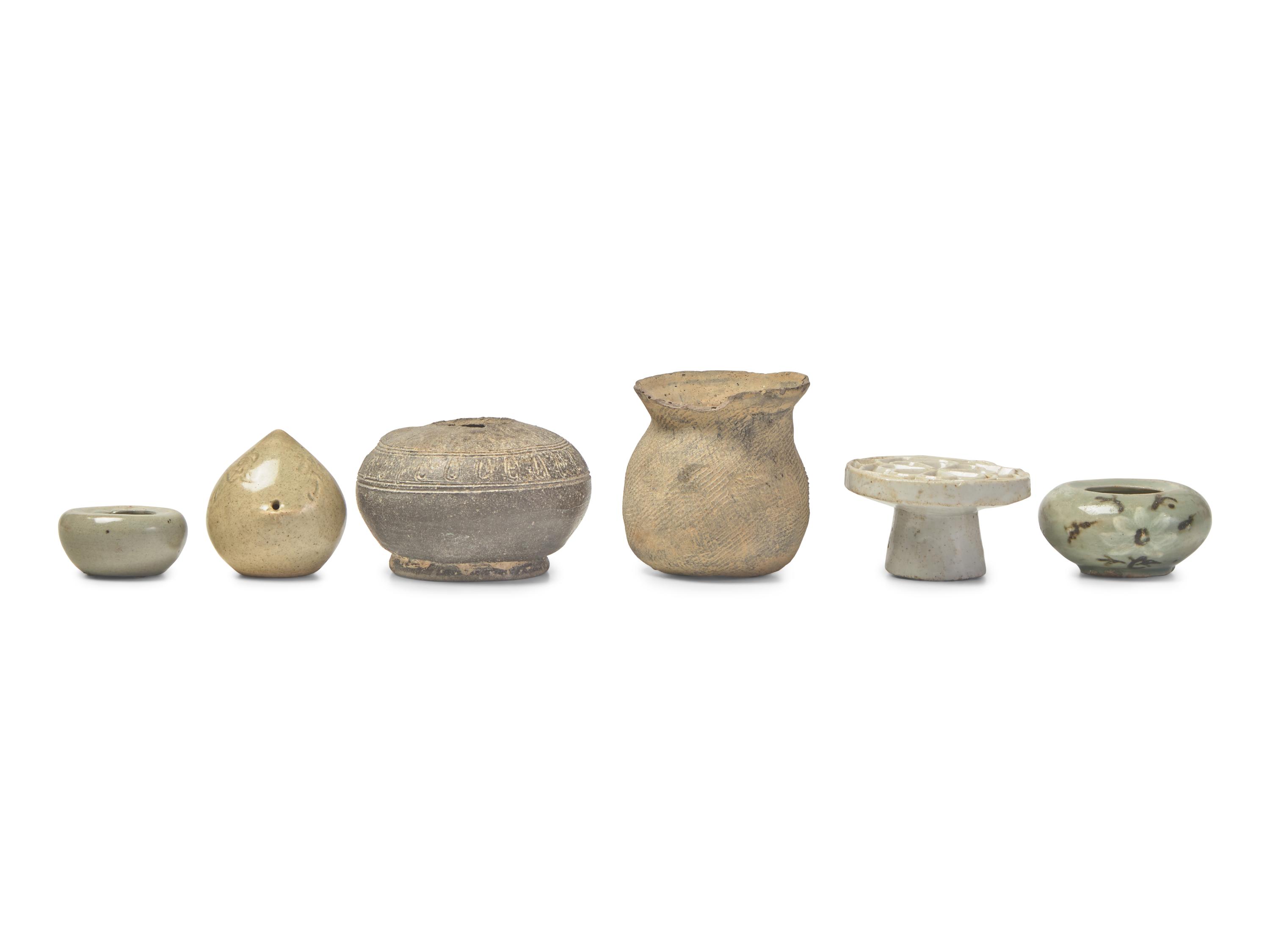 Six Korean Porcelain and Pottery Small Objects
