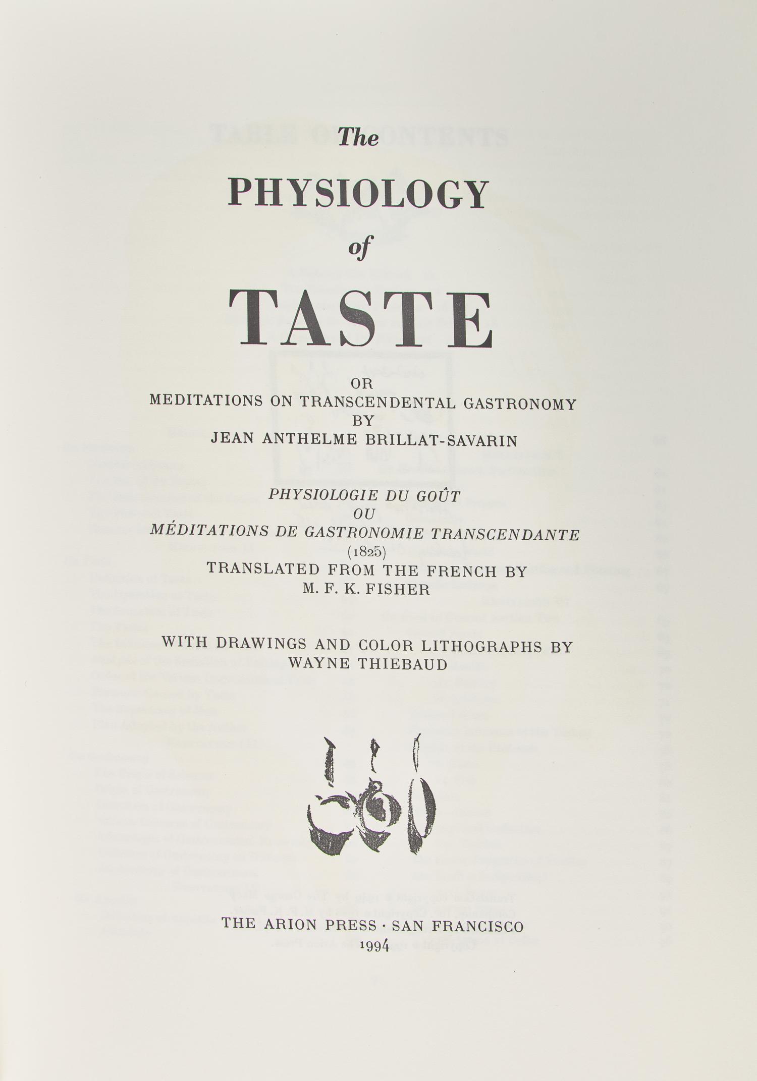 [Private Press] [Arion Press] Brillat-Savarin, Jean Anthelme. The Physiology of Taste or Meditations on Transcendental Gastronomy