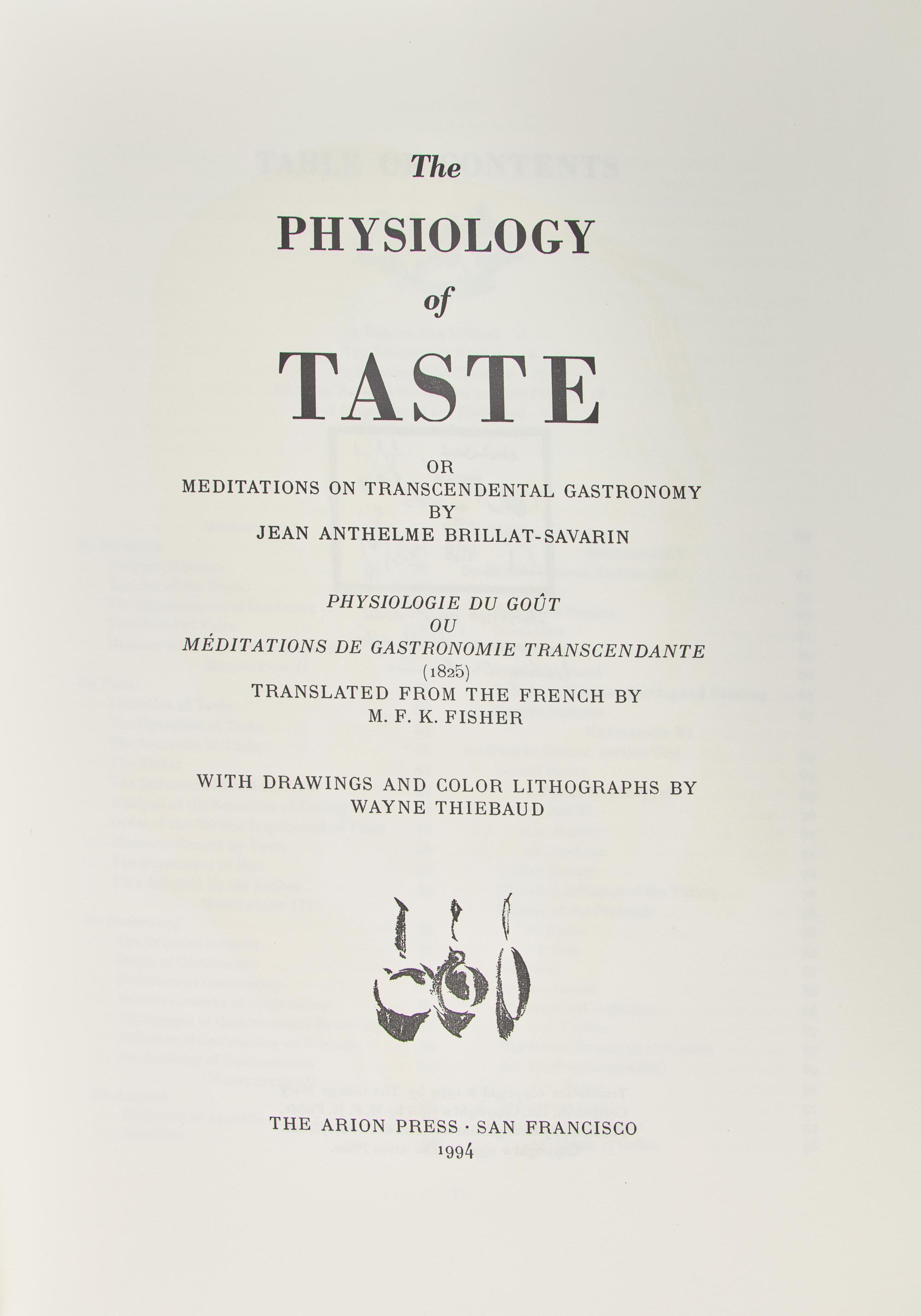 [Private Press] [Arion Press] Brillat-Savarin, Jean Anthelme. The Physiology of Taste or Meditations on Transcendental Gastronomy