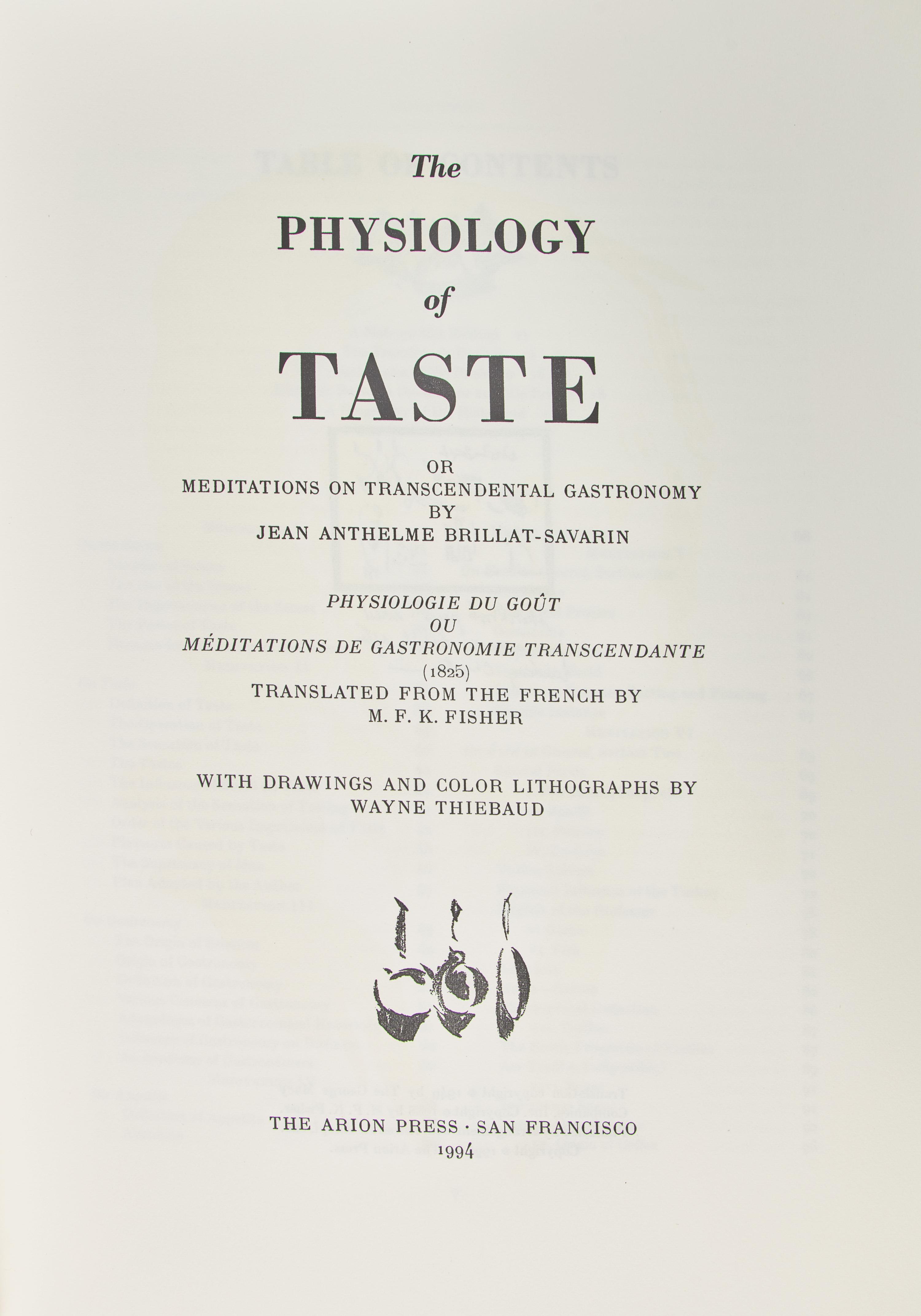 [Private Press] [Arion Press] Brillat-Savarin, Jean Anthelme. The Physiology of Taste or Meditations on Transcendental Gastronomy
