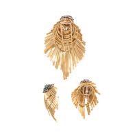 YELLOW GOLD, EMERALD AND SAPPHIRE SET