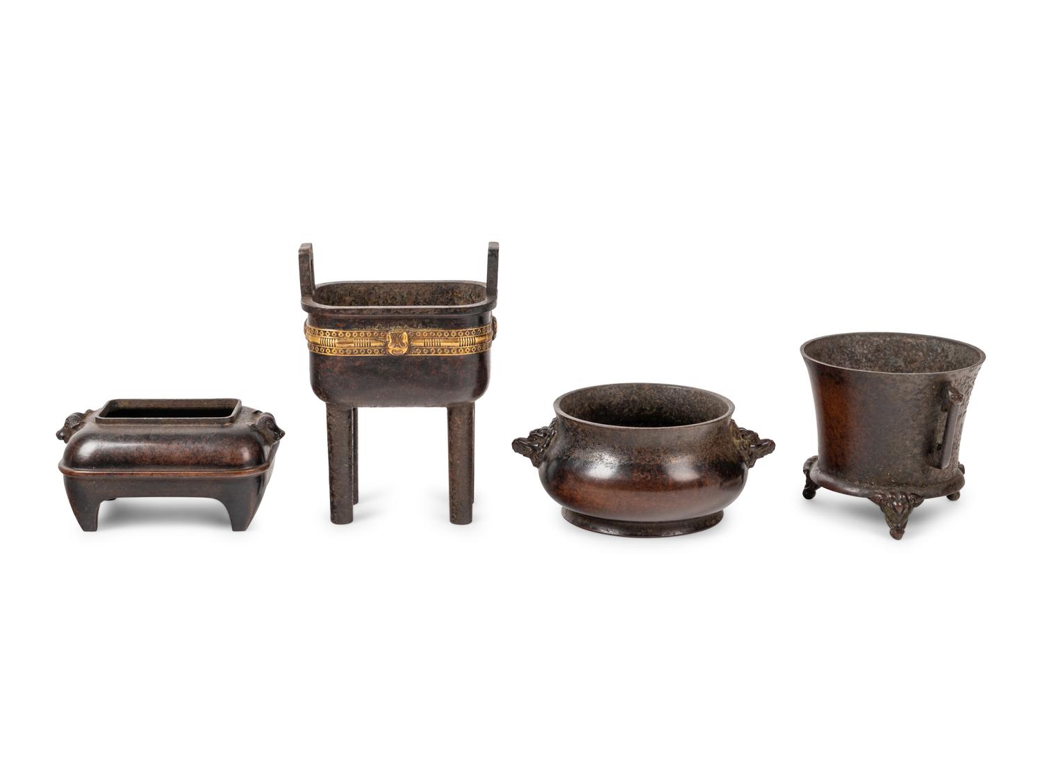 Four Chinese Bronze Incense Burners