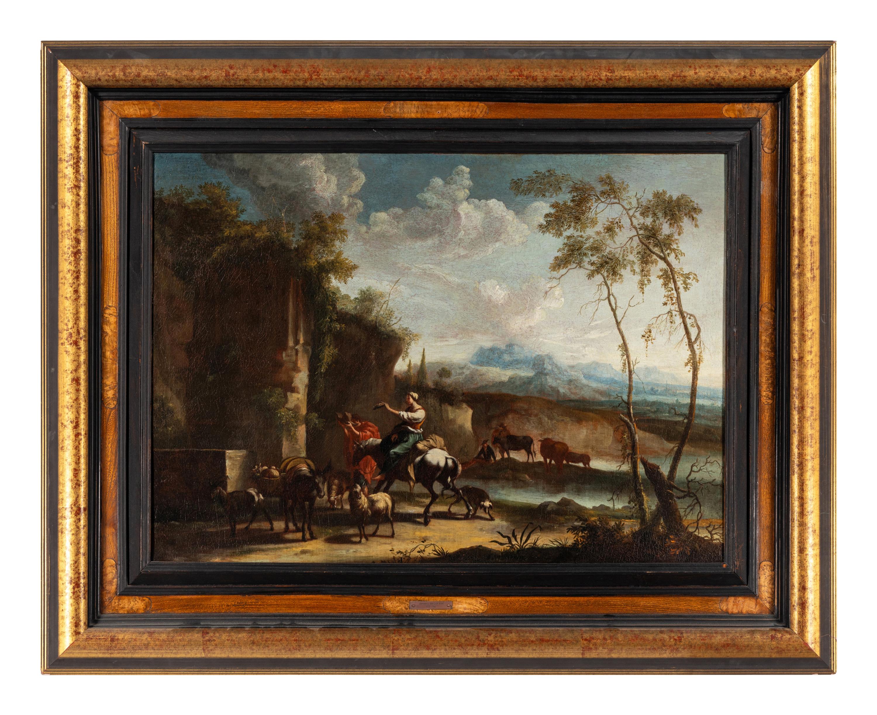 Follower of Johannes Van Der Bent (Dutch, 1650-1690) — Landscape with Shepherds and a Shepherdess