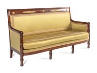 A Restauration Gilt Bronze Mounted Mahogany Three-Piece Seating Suite