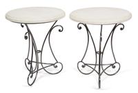 A Pair of Composition and Silvered Metal Occasional Tables Height 29 x diameter 24 inches. — 20TH CENTURY