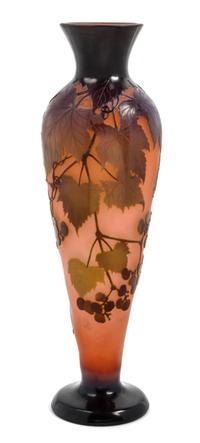 Emile Galle, (French, 1846-1904), a cameo glass vase, with berry laden leafy branch decoration