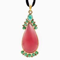 A Diamond, Garnet, and Emerald Necklace